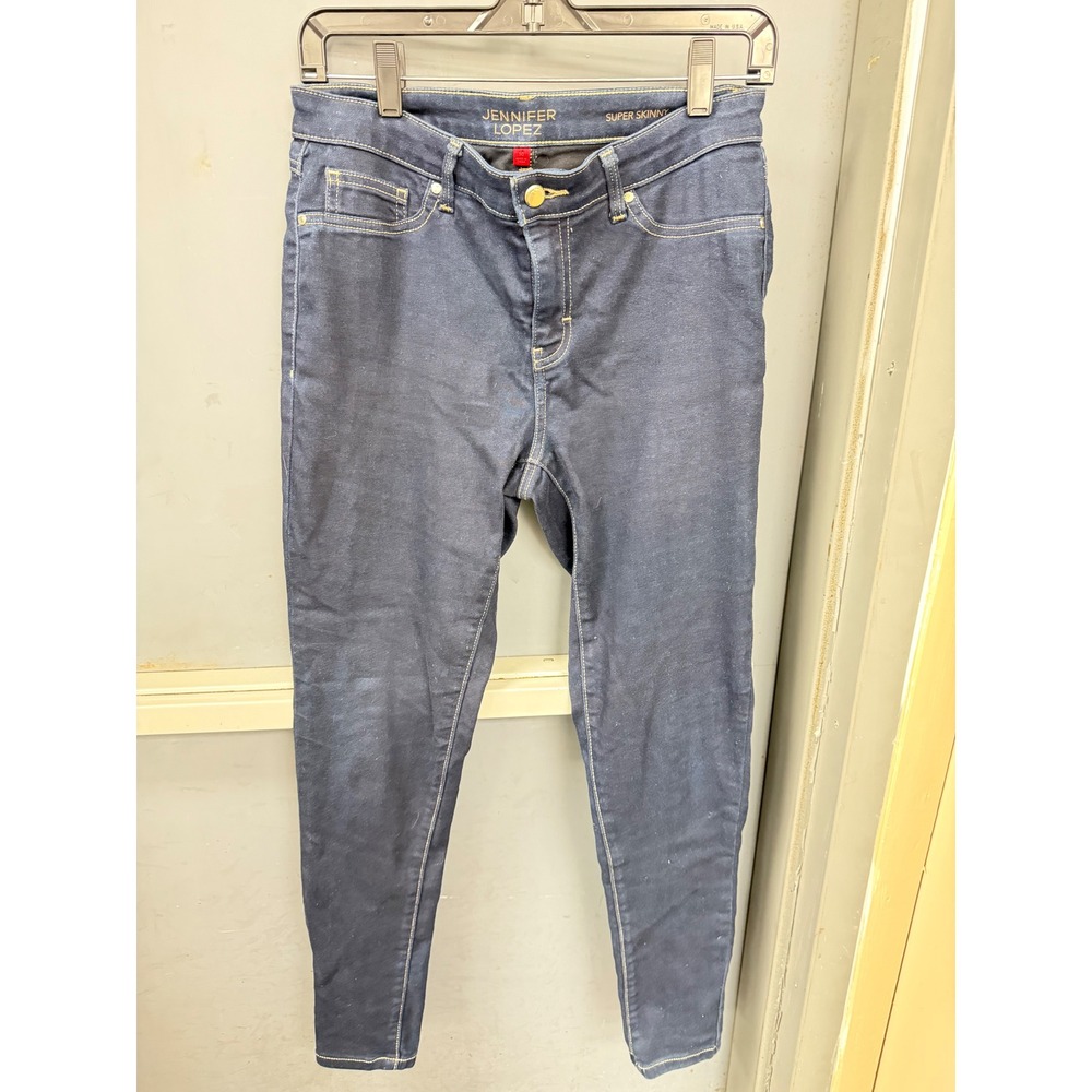 Jennifer Lopez Super Skinny Indigo Blue Denim Jeans Size 10 High Rise Stretch